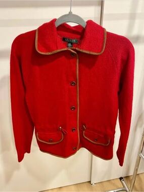 Lauren by Ralph Lauren Red Lambs Wool Jacket